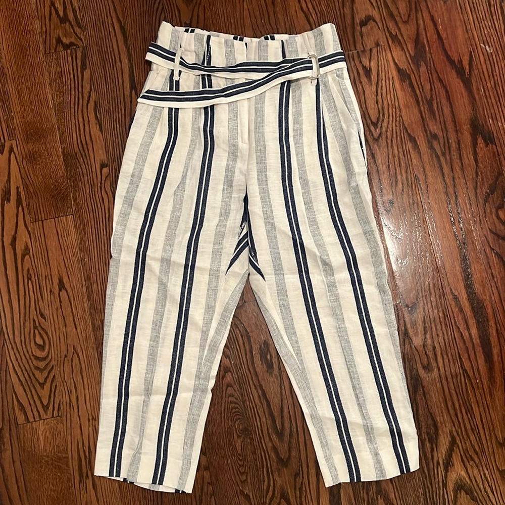 Mango linen cropped chino pants